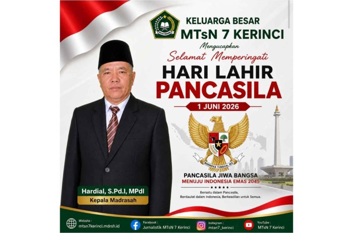 Keluarga Besar MTsN 7 Kerinci Mengucapkan Selamat Hari Lahir Pancasila 2026