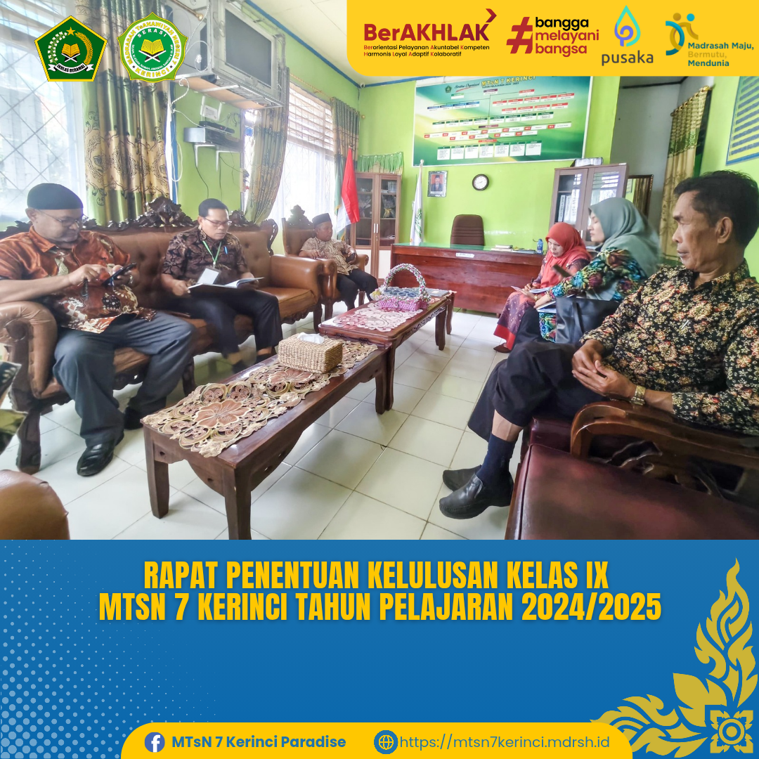 Pengumuman Kelulusan Peserta Didik Kelas IX MTsN 7 Kerinci Dilakukan Secara Online 