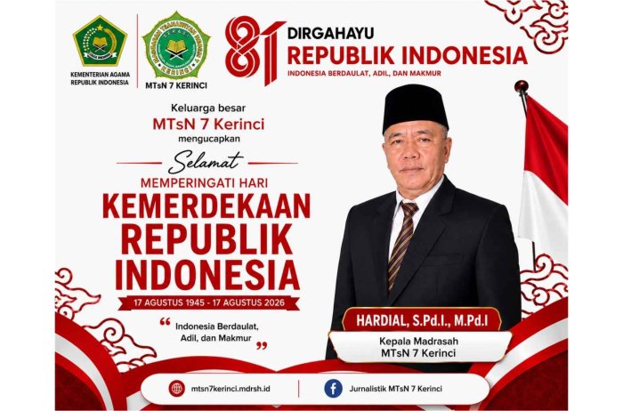 MTsN 7 Kerinci Sampaikan Ucapan Dirgahayu Republik Indonesia ke-81 MTsN 7 Kerinci Sampaikan Ucapan Dirgahayu Republik Indonesia ke-81