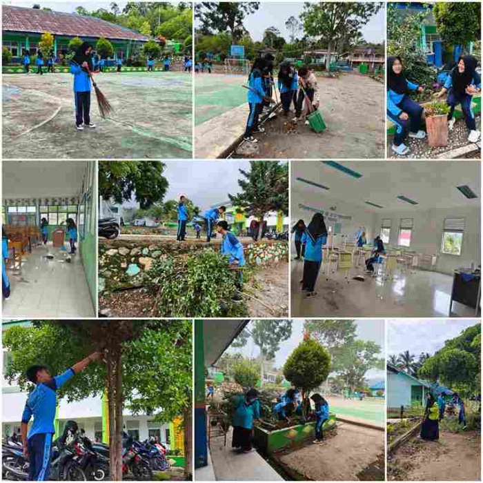 Ciptakan Lingkungan Bersih, MTsN 7 Kerinci Gelar Kegiatan Gotong Royong